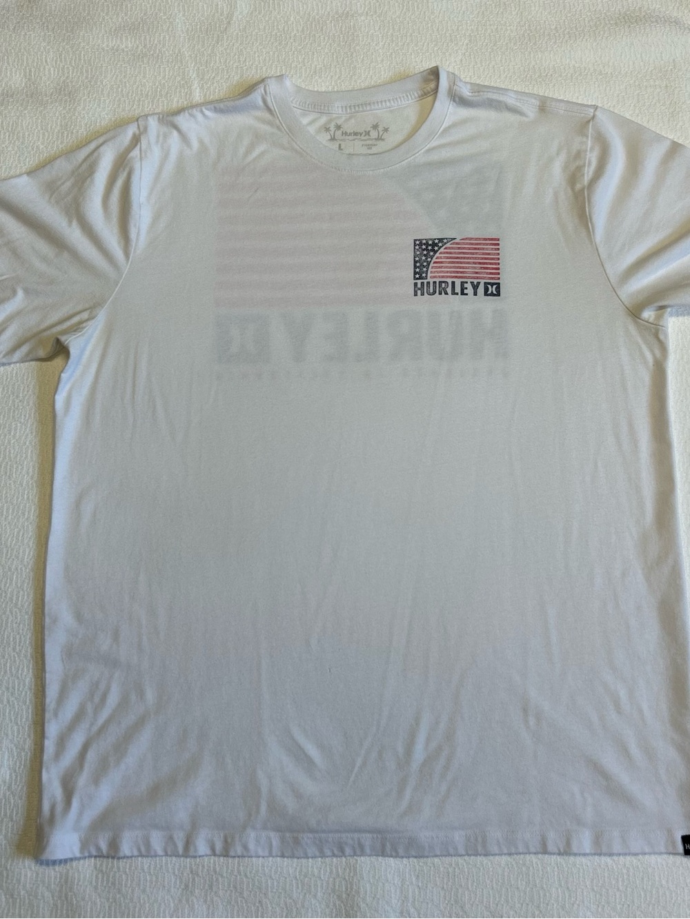 Hurley Men’s Large White American Flag Graphic Everyday T-Shirt 🇺🇸